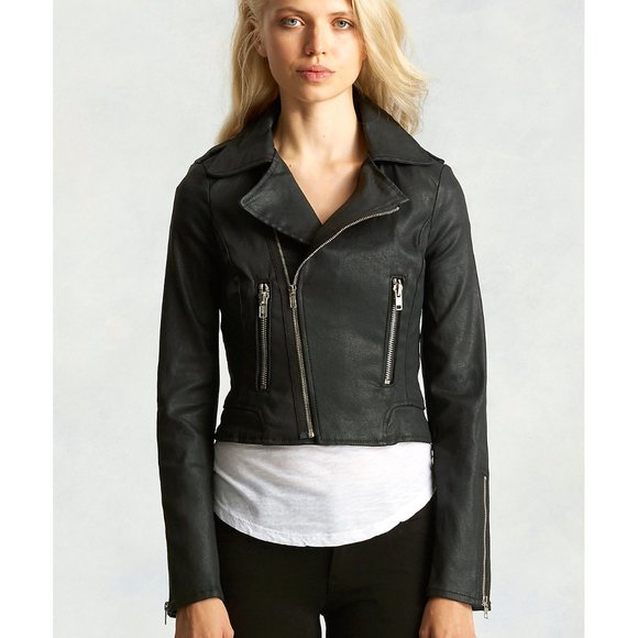 True Religion $298 Coated Denim Moto Jacket L - Picture 5 of 9
